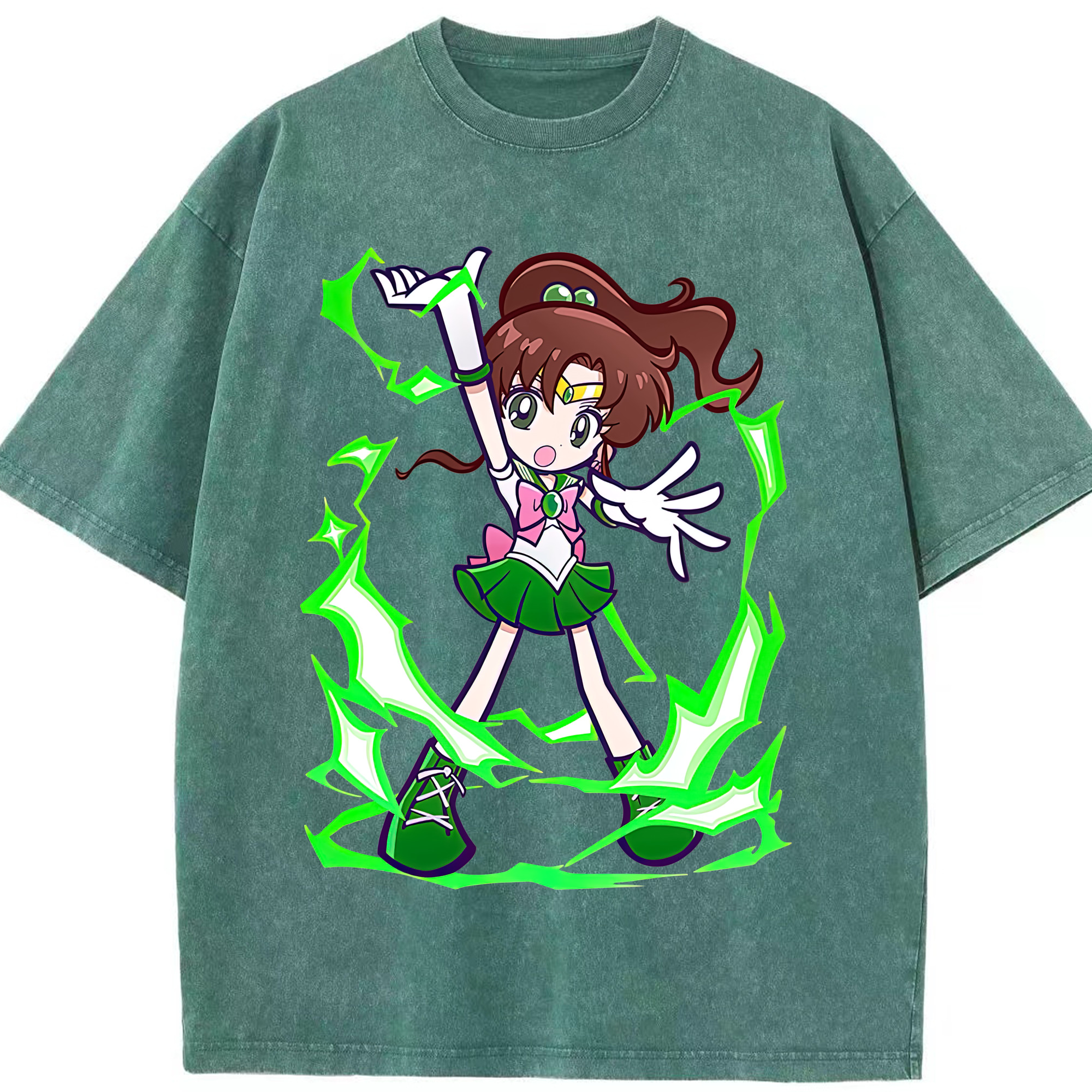 （画像用） 美少女戦士セーラームーン 木野 まこと きの まこと Sailor Moon Kino Makoto （セーラージュピター；Sailor Jupiter） 綿100% ヴィンテージ風 半袖Tシャツ（フロントプリント）
